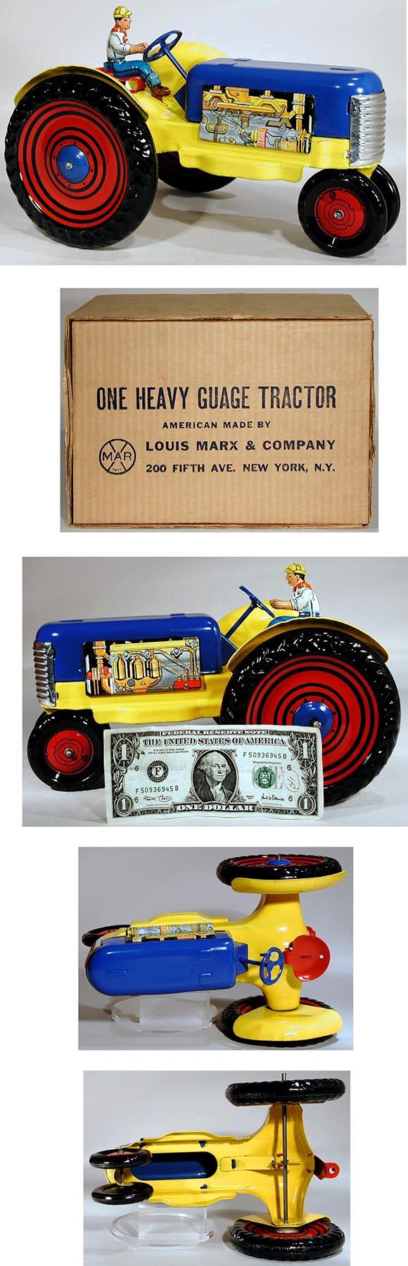 1948 Marx, Heavy Gauge Steel Tractor in Original Box